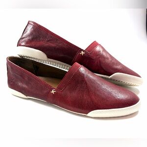 Frye Melanie Loafers size 8 Red Leather slip on Comfort Flats Womens